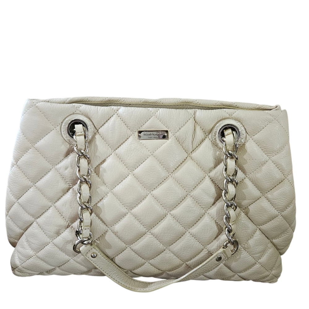 KATE SPADE  Cream Quilted Women's Shoulder BAG euc With Dust BAG